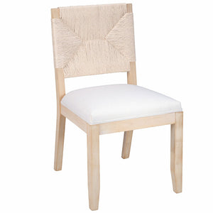 English Elm French Country Solid Wood Dining Chairs Woven Hemp Back Linen Seat Farmhouse Set Beige W3426P516832