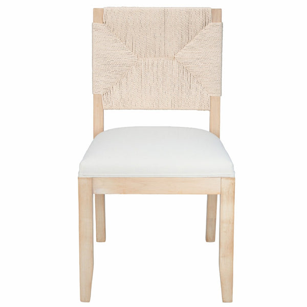 English Elm French Country Solid Wood Dining Chairs Woven Hemp Back Linen Seat Farmhouse Set Beige W3426P516832