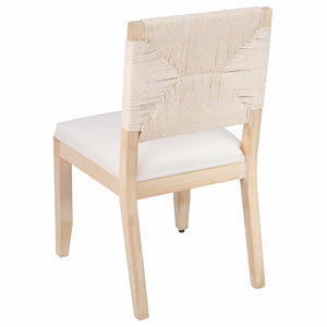 English Elm French Country Solid Wood Dining Chairs Woven Hemp Back Linen Seat Farmhouse Set Beige W3426P516832