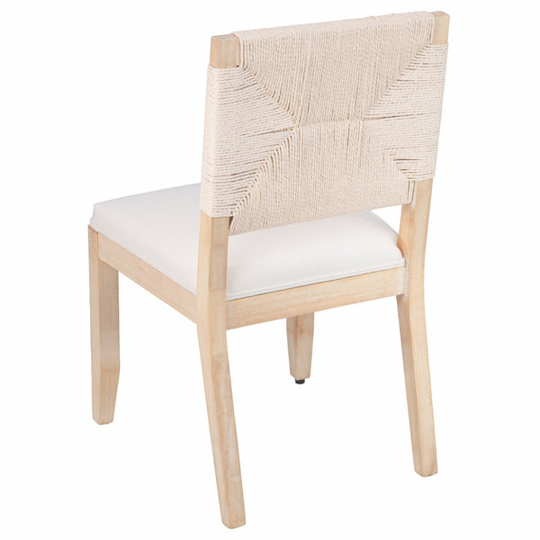 English Elm French Country Solid Wood Dining Chairs Woven Hemp Back Linen Seat Farmhouse Set Beige W3426P516832