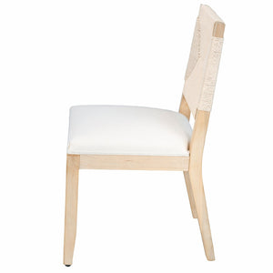 English Elm French Country Solid Wood Dining Chairs Woven Hemp Back Linen Seat Farmhouse Set Beige W3426P516832