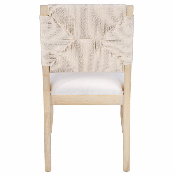 English Elm French Country Solid Wood Dining Chairs Woven Hemp Back Linen Seat Farmhouse Set Beige W3426P516832