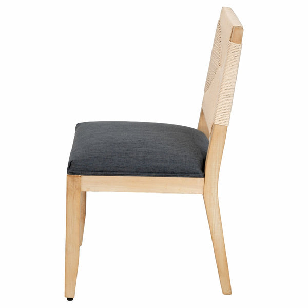 English Elm French Country Solid Wood Dining Chairs Woven Hemp Back Linen Seat Farmhouse Set Grey W3426P516833