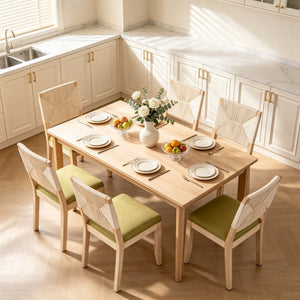 English Elm French Country Solid Wood Dining Chairs Woven Hemp Back Linen Seat Farmhouse Set Olive Green W3426P516835