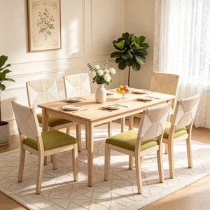 English Elm French Country Solid Wood Dining Chairs Woven Hemp Back Linen Seat Farmhouse Set Olive Green W3426P516835