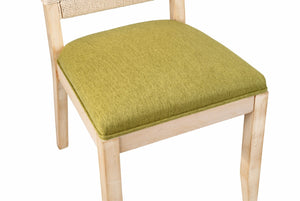 English Elm French Country Solid Wood Dining Chairs Woven Hemp Back Linen Seat Farmhouse Set Olive Green W3426P516835