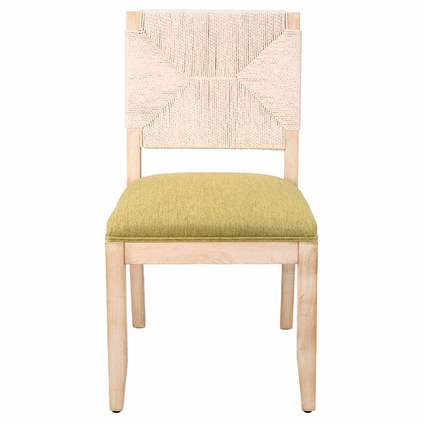 English Elm French Country Solid Wood Dining Chairs Woven Hemp Back Linen Seat Farmhouse Set Olive Green W3426P516835
