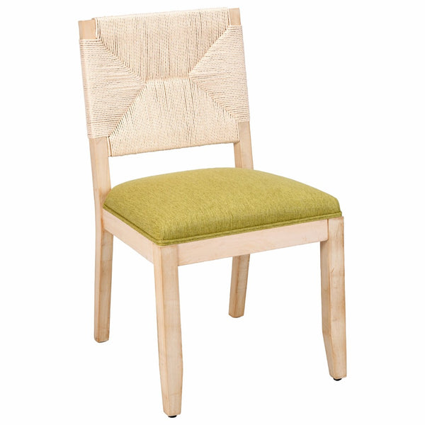 English Elm French Country Solid Wood Dining Chairs Woven Hemp Back Linen Seat Farmhouse Set Olive Green W3426P516835