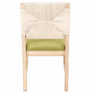 English Elm French Country Solid Wood Dining Chairs Woven Hemp Back Linen Seat Farmhouse Set Olive Green W3426P516835