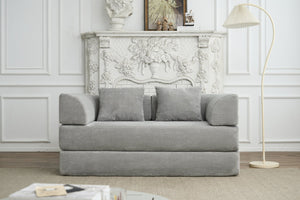English Elm Convertible Floor Sofa Bed with Corduroy Upholstery High Density Foam Studio Sleeper Light Gray W3434P509869