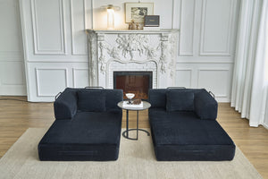English Elm Convertible Floor Sofa Bed with Corduroy Upholstery High Density Foam Studio Sleeper Black W3434P509870