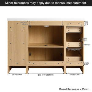 English Elm 48" Freestanding Bathroom Vanity with Resin Sink Tall Side Cabinet Light Oak W3450S00111