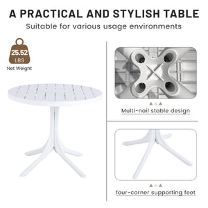 English Elm Summer 5 Piece Outdoor Dining Set Uv Stable Pp Seats Round Table Vibrant Tropical Style W3450S00124
