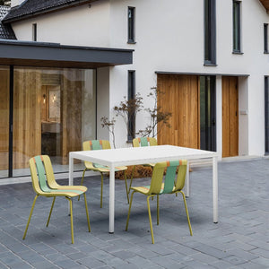 English Elm Summer Striped Polypropylene 5 Piece Dining Set Uv Resistant for Patio or Indoor Use W3450S00125