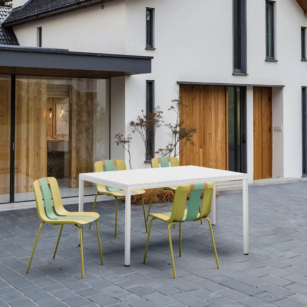 English Elm Summer Striped Polypropylene 5 Piece Dining Set Uv Resistant for Patio or Indoor Use W3450S00125