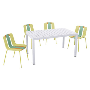 English Elm Summer Striped Polypropylene 5 Piece Dining Set Uv Resistant for Patio or Indoor Use W3450S00125