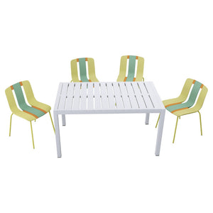 English Elm Summer Striped Polypropylene 5 Piece Dining Set Uv Resistant for Patio or Indoor Use W3450S00125