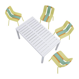 English Elm Summer Striped Polypropylene 5 Piece Dining Set Uv Resistant for Patio or Indoor Use W3450S00125