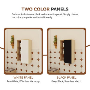 English Elm 24 Inch Modern Oak Bathroom Vanity Set with Ceramic Sink and Interchangeable Door Panels Wall-Mounted Side Cabinet W3450S00144
