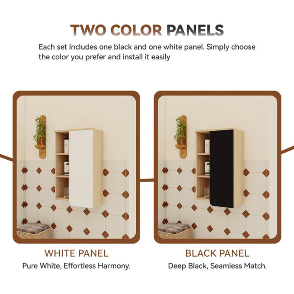 English Elm 24 Inch Modern Oak Bathroom Vanity Set with Ceramic Sink and Interchangeable Door Panels Wall-Mounted Side Cabinet W3450S00144