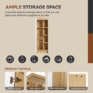 English Elm 24 Inch Modern Oak Bathroom Vanity Set with Ceramic Sink and Interchangeable Door Panels Tall Bathroom Cabinet W3450S00145