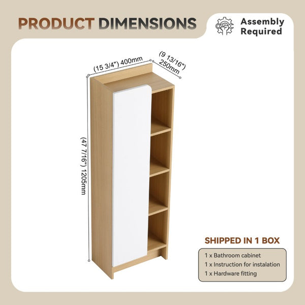 English Elm 24 Inch Light Oak Plywood Bathroom Vanity Set with Ceramic Sink and Swappable Door Panels W3450S00147