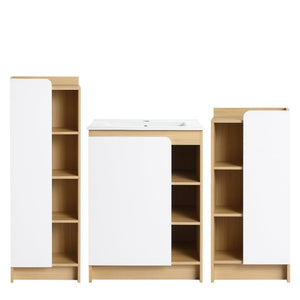English Elm 24 Inch Light Oak Plywood Bathroom Vanity Set with Ceramic Sink and Swappable Door Panels W3450S00147