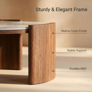 English Elm Modern Sintered Stone Round Cocktail Table Glossy Travertine Top Arc Slab Legs Living Room W3456P498913