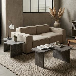 English Elm Modular Faux Concrete Nesting Coffee Table Set Two Piece L Shaped Industrial Loft Gray W3456P498921