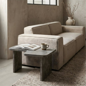 English Elm Modular Faux Concrete Nesting Coffee Table Set Two Piece L Shaped Industrial Loft Gray W3456P498921