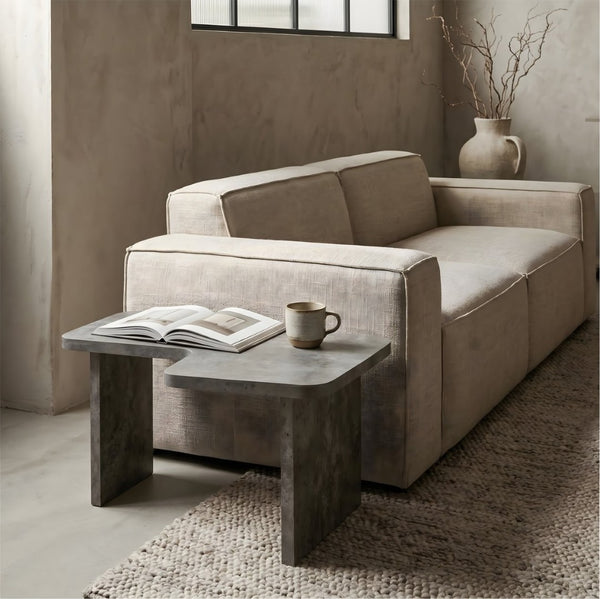 English Elm Modular Faux Concrete Nesting Coffee Table Set Two Piece L Shaped Industrial Loft Gray W3456P498921