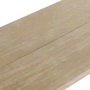 English Elm Modern Faux Travertine Split Slab Coffee Table Low Profile Japandi Living Room W3456P498928