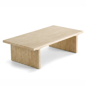 English Elm Modern Faux Travertine Split Slab Coffee Table Low Profile Japandi Living Room W3456P498928