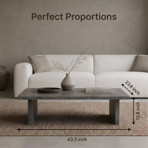 English Elm Modern Faux Micro Cement Rectangular Coffee Table Low Profile Slate Wabi Sabi Living Room W3456P498930