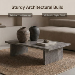 English Elm Modern Faux Micro Cement Rectangular Coffee Table Low Profile Slate Wabi Sabi Living Room W3456P498930