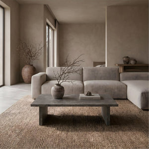 English Elm Modern Faux Micro Cement Rectangular Coffee Table Low Profile Slate Wabi Sabi Living Room W3456P498930