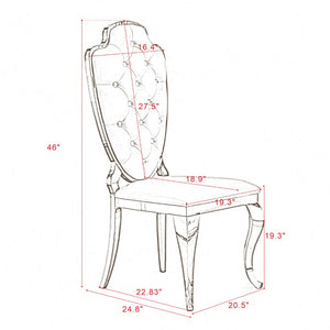 English Elm Stainless Steel Glam Dining Chair Set Tufted Faux Leather with Polished Gold Legs W3456P567310