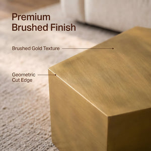 English Elm Modern Brushed Brass Nesting Coffee Tables Set of 2 with Drawer Boho Living Room W3456S00059