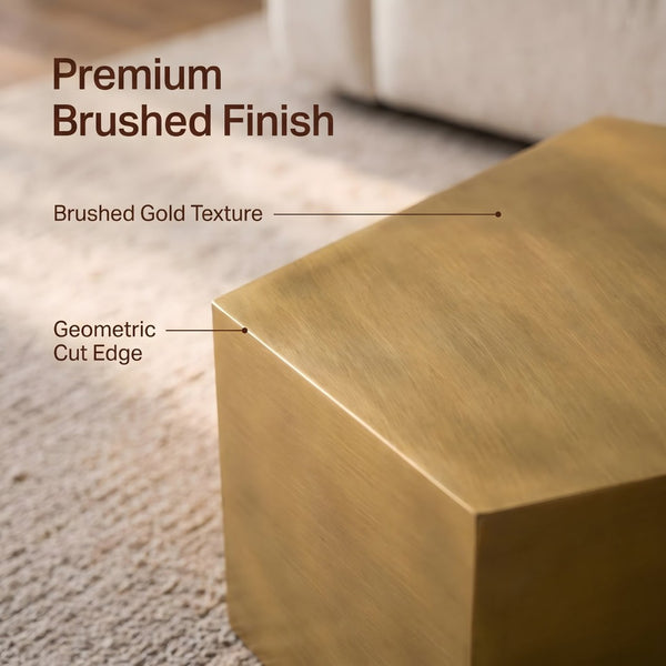 English Elm Modern Brushed Brass Nesting Coffee Tables Set of 2 with Drawer Boho Living Room W3456S00059