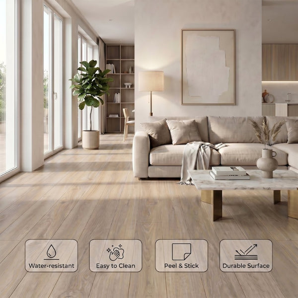 English Elm Peel and Stick Vinyl Plank Flooring Waterproof Wood Look Self Adhesive Diy Floor Tiles Grey Ash W347P507552