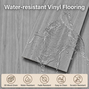 English Elm Peel and Stick Vinyl Plank Flooring Waterproof Wood Look Self Adhesive Diy Floor Tiles Dark Grey W347P507553