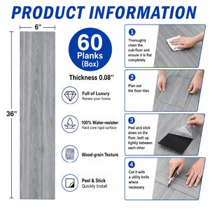 English Elm Peel and Stick Vinyl Plank Flooring Waterproof Wood Look Self Adhesive Diy Floor Tiles Dark Grey W347P507553