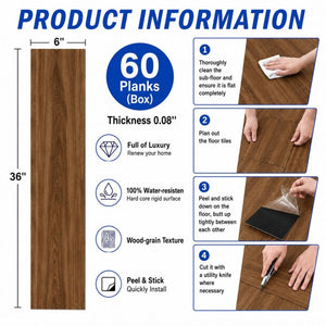 English Elm Peel and Stick Vinyl Plank Flooring Waterproof Wood Look Self Adhesive Diy Floor Tiles Brown W347P507554