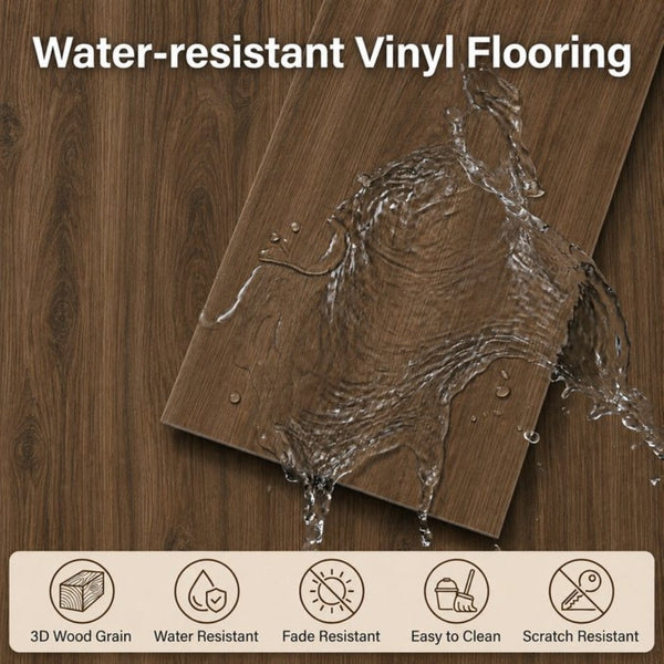 English Elm Peel and Stick Vinyl Plank Flooring Waterproof Wood Look Self Adhesive Diy Floor Tiles Brown W347P507554
