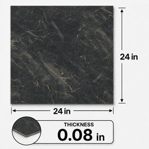 English Elm Peel and Stick Pvc Floor Tiles Large Format Rigid Self-adhesive Marble Look 80 Sq Ft Black Marble W347P507556