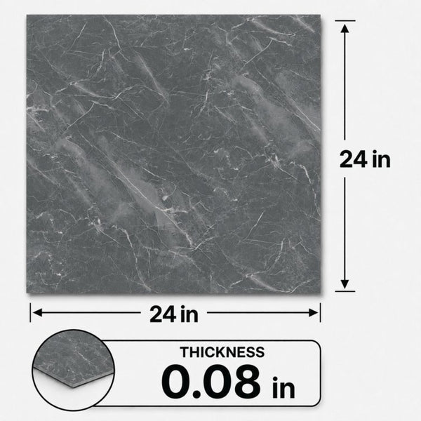 English Elm Peel and Stick Pvc Floor Tiles Large Format Rigid Self-adhesive Marble Look 80 Sq Ft Grey Marble W347P507557