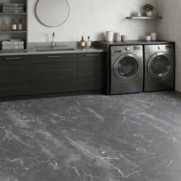 English Elm Peel and Stick Pvc Floor Tiles Large Format Rigid Self-adhesive Marble Look 80 Sq Ft Grey Marble W347P507557