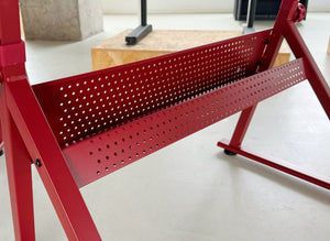 English Elm Red Steel Framed Tempered Glass Tilting Drafting Table with Matching Stool Included W347P509780