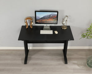 English Elm Computer Desk 47 Inch Rustic Brown Top Steel Frame Modern Home Office Gaming W347P509797