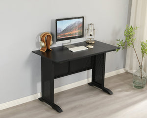 English Elm Computer Desk 47 Inch Rustic Brown Top Steel Frame Modern Home Office Gaming W347P509797